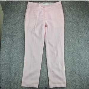 Ralph Lauren 100% Linen Dress Pants Mens 38x34 Pink Flat Front Trousers Lined